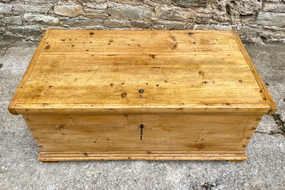 Large Antique Pine Box with Key View II