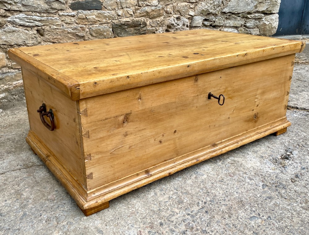 Large Antique Pine Box with Key View V