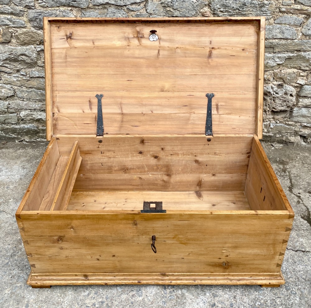 Large Antique Pine Box with Key View VIII