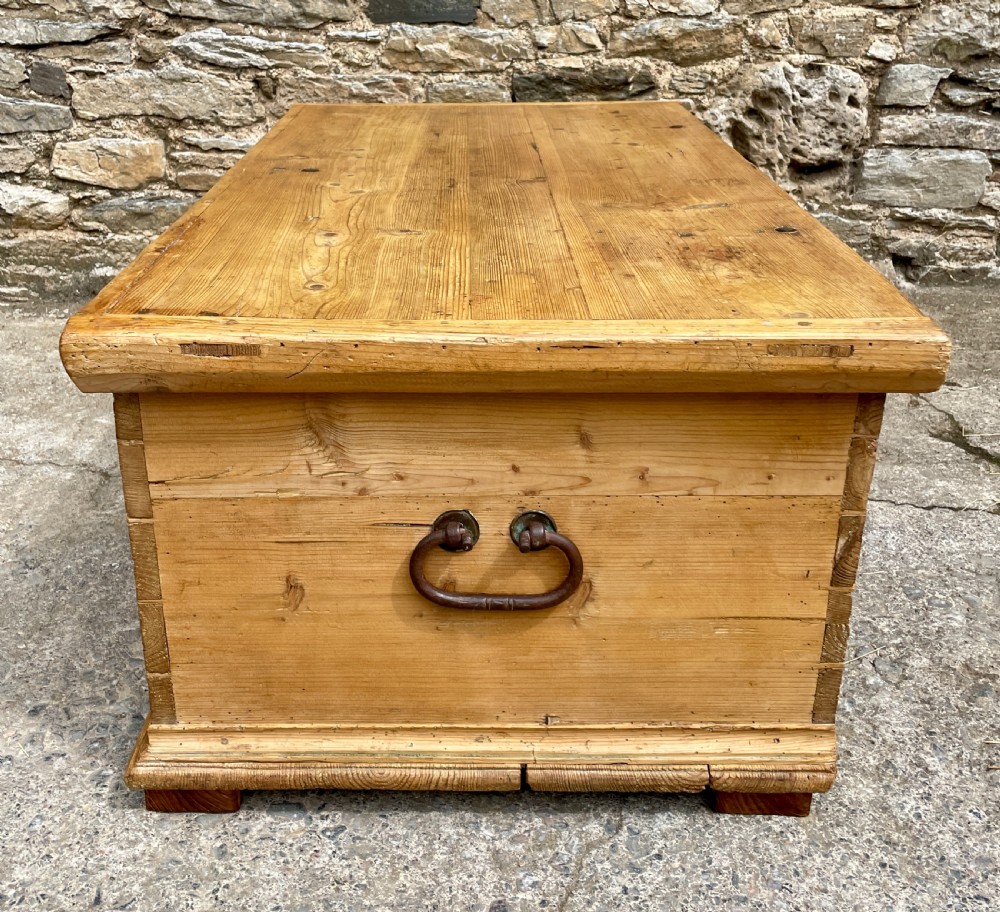 Large Antique Pine Box with Key View XX