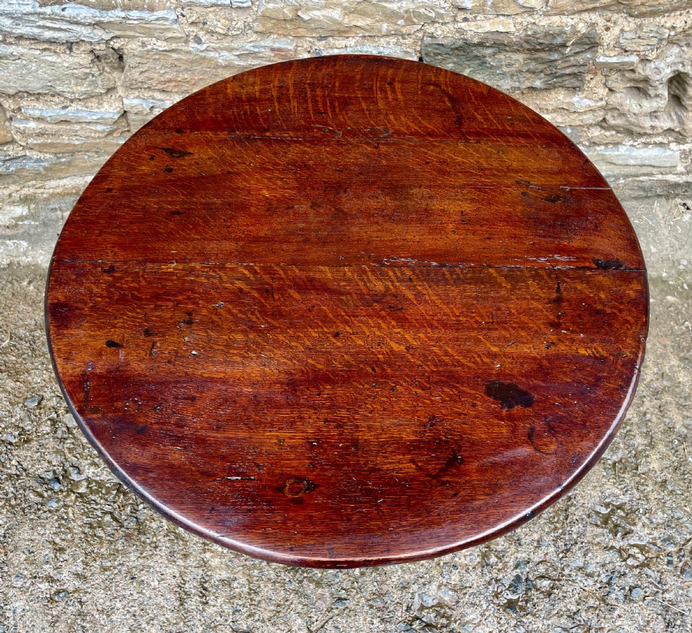 Georgian Oak Cricket Table with Drawer View III