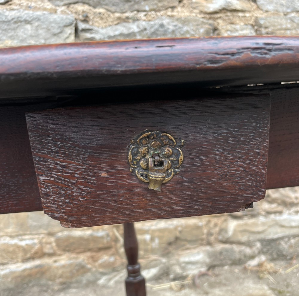 Georgian Oak Cricket Table with Drawer View IV