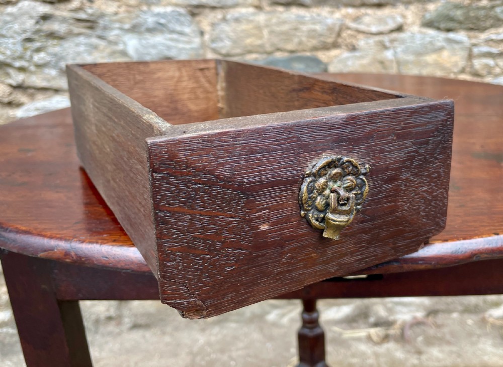 Georgian Oak Cricket Table with Drawer View V
