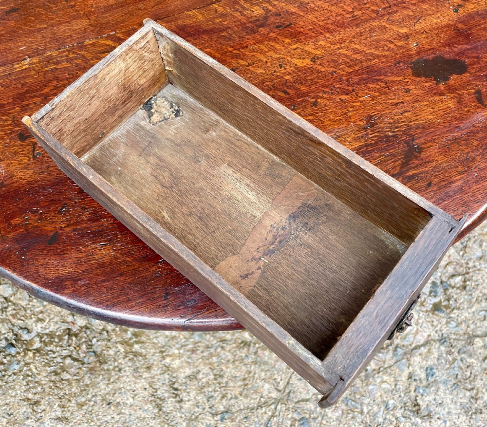 Georgian Oak Cricket Table with Drawer View VI