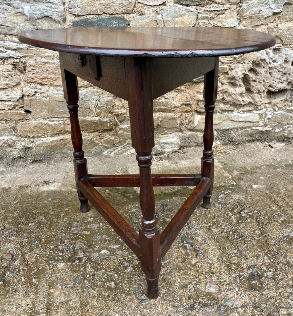 Georgian Oak Cricket Table with Drawer View VIII