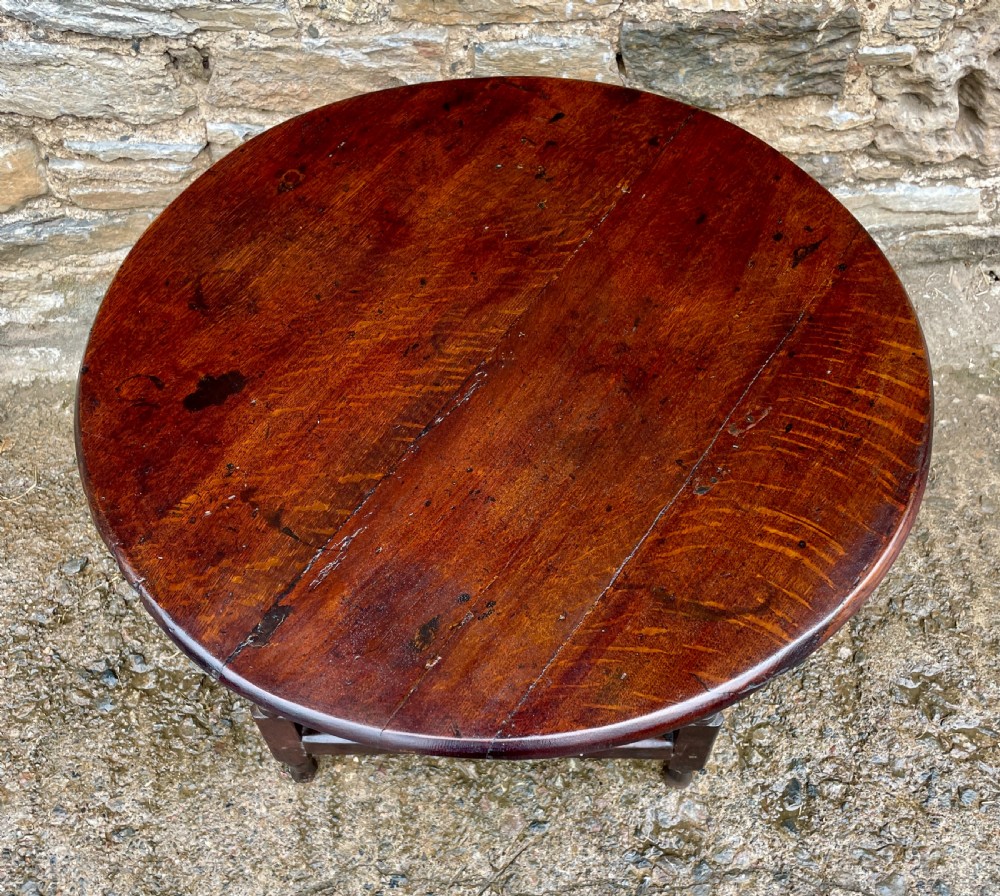 Georgian Oak Cricket Table with Drawer View IX