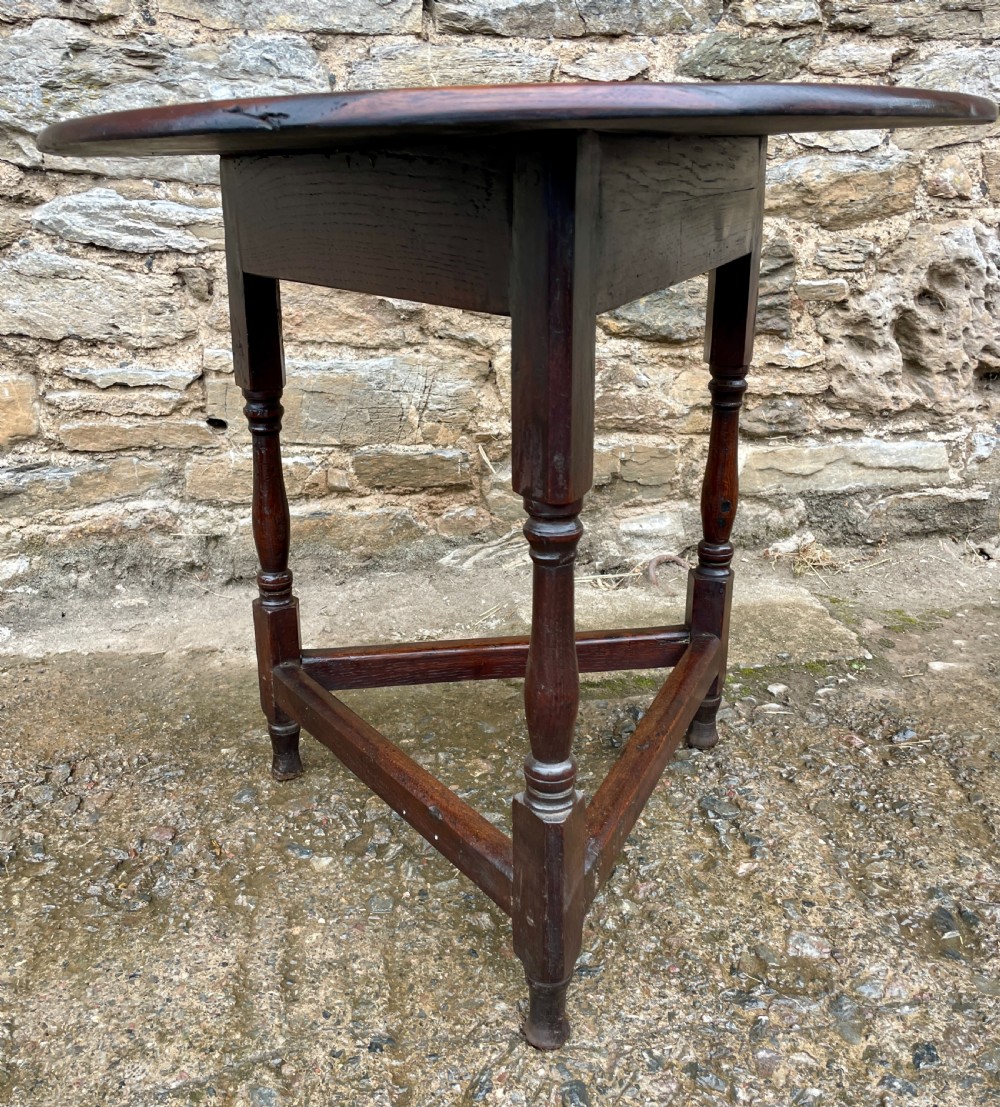 Georgian Oak Cricket Table with Drawer View X