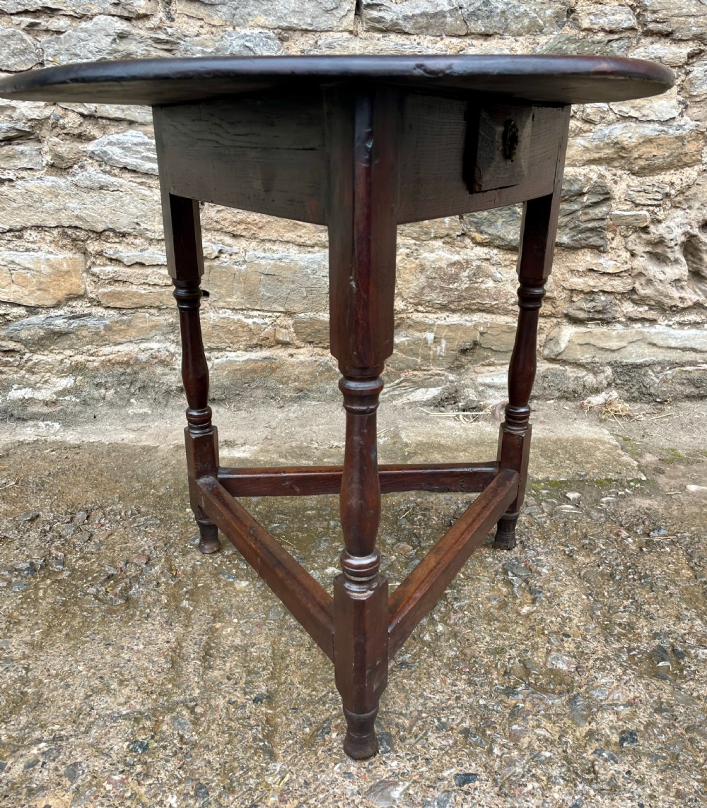 Georgian Oak Cricket Table with Drawer View XII