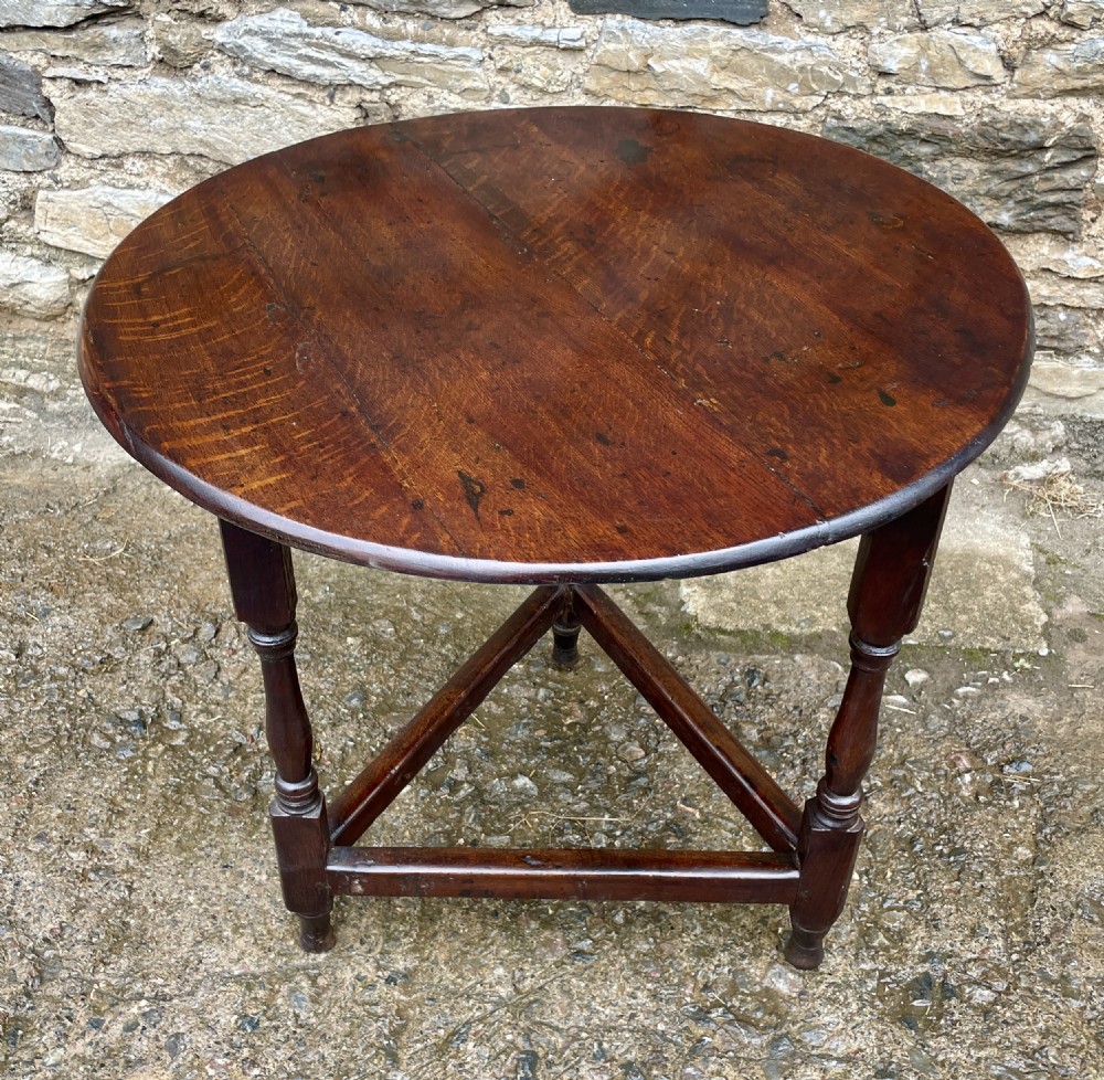 Georgian Oak Cricket Table with Drawer View XIX