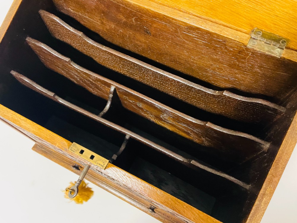 Victorian Carved Oak Stationery Box View VIII