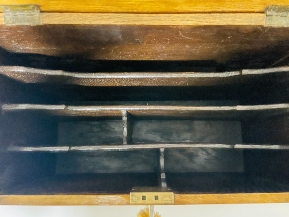 Victorian Carved Oak Stationery Box View IX