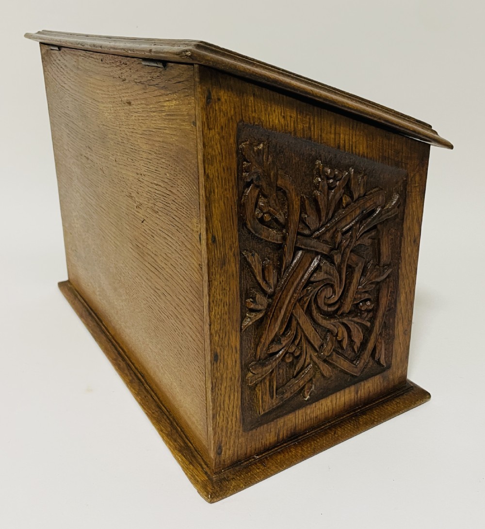 Victorian Carved Oak Stationery Box View XII