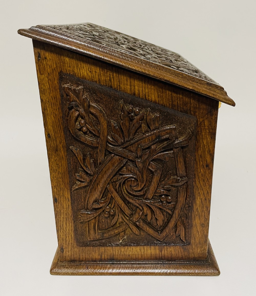 Victorian Carved Oak Stationery Box View XIII