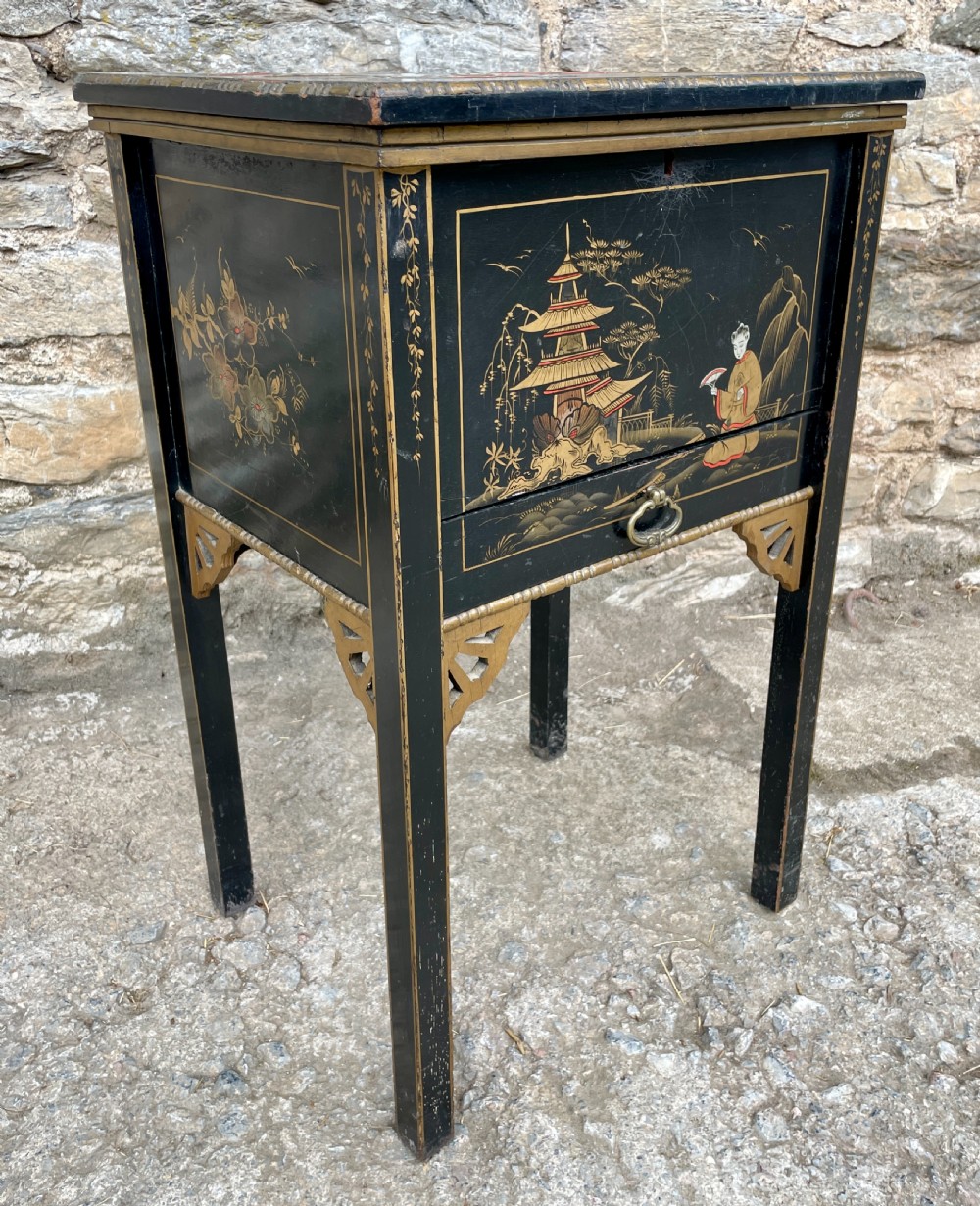 Victorian Chinoiserie Sewing Cabinet View V