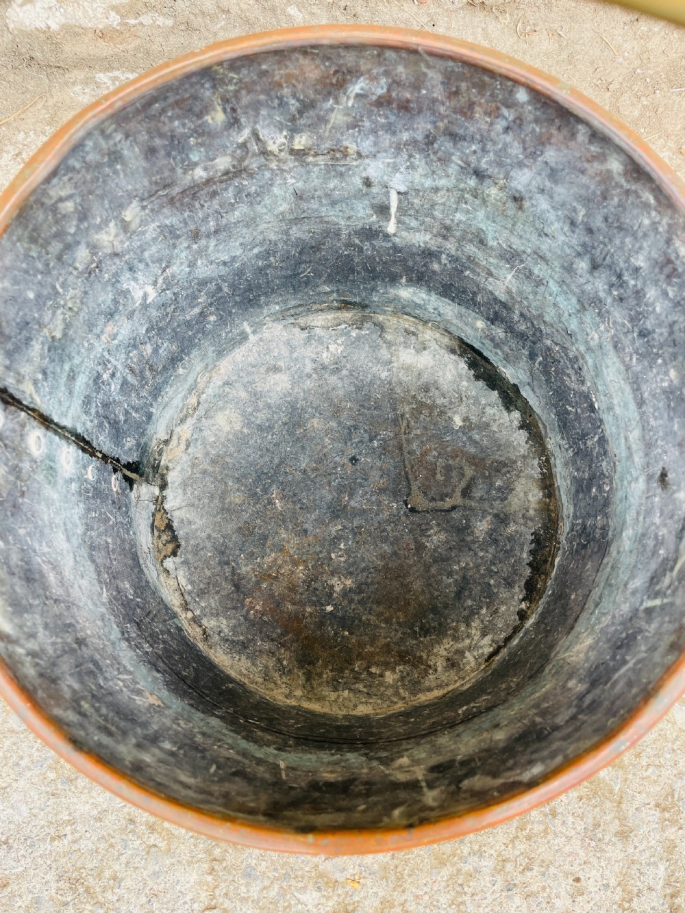 Antique Brass Riveted Bucket View III
