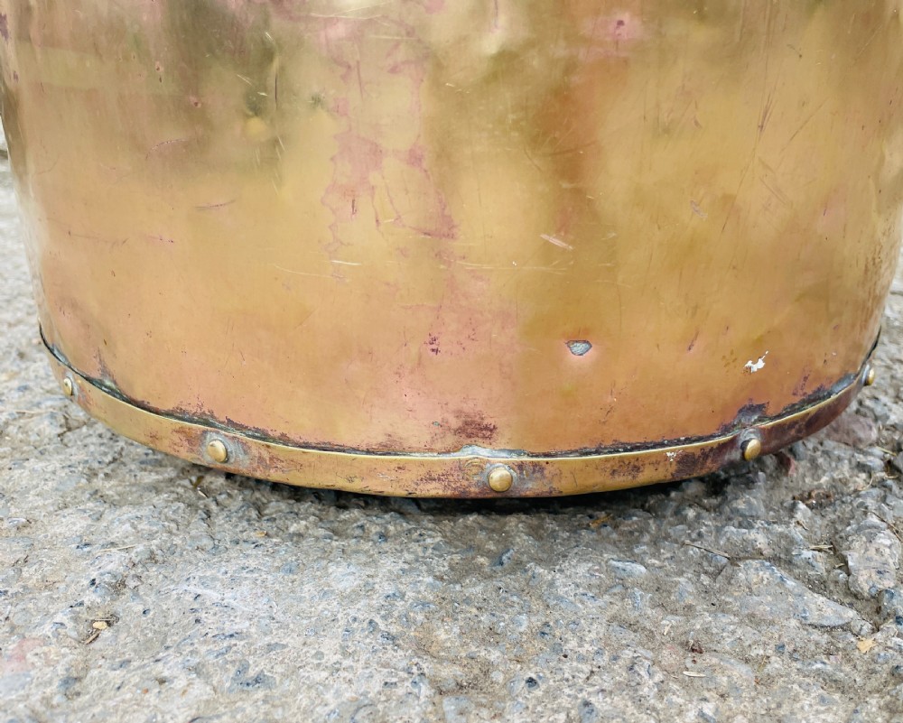 Antique Brass Riveted Bucket View IX