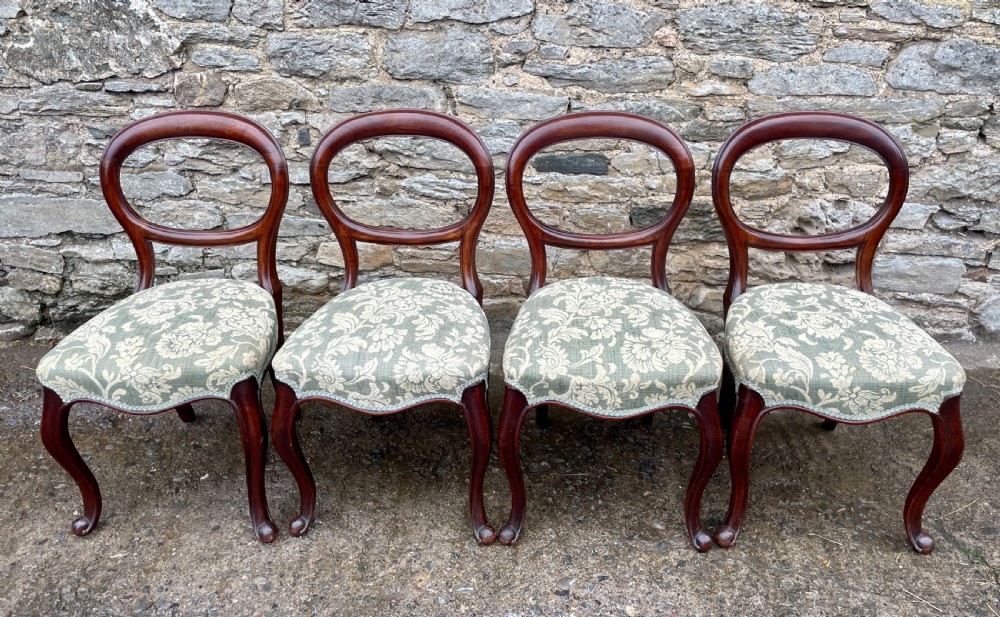 Set of 4 Victorian Mahogany Balloon Back Chairs