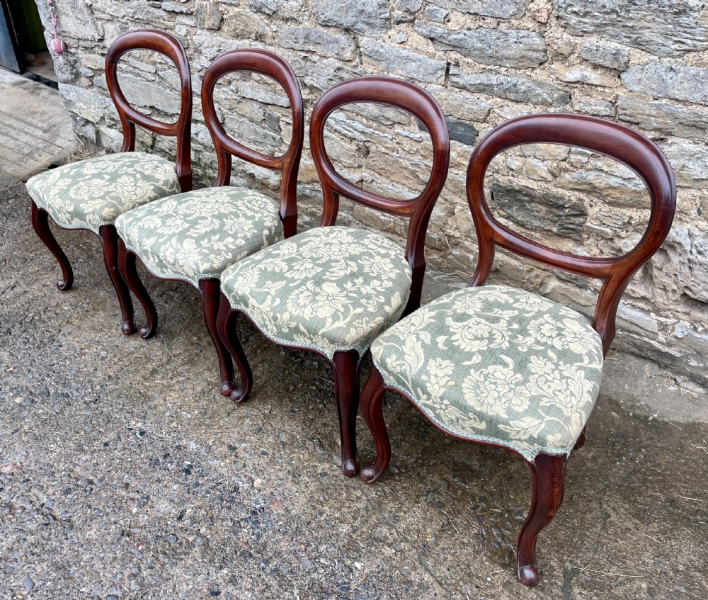 Set of 4 Victorian Mahogany Balloon Back Chairs View II