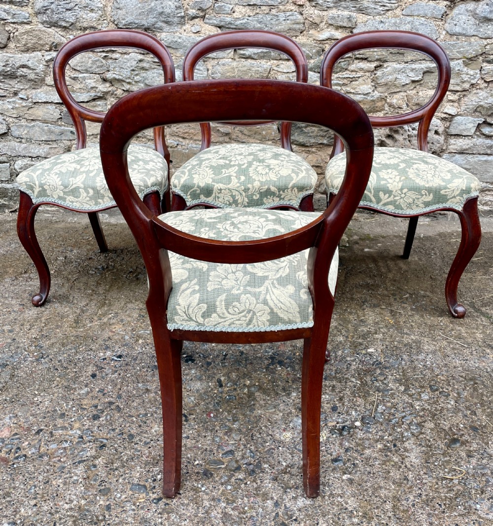 Set of 4 Victorian Mahogany Balloon Back Chairs View X