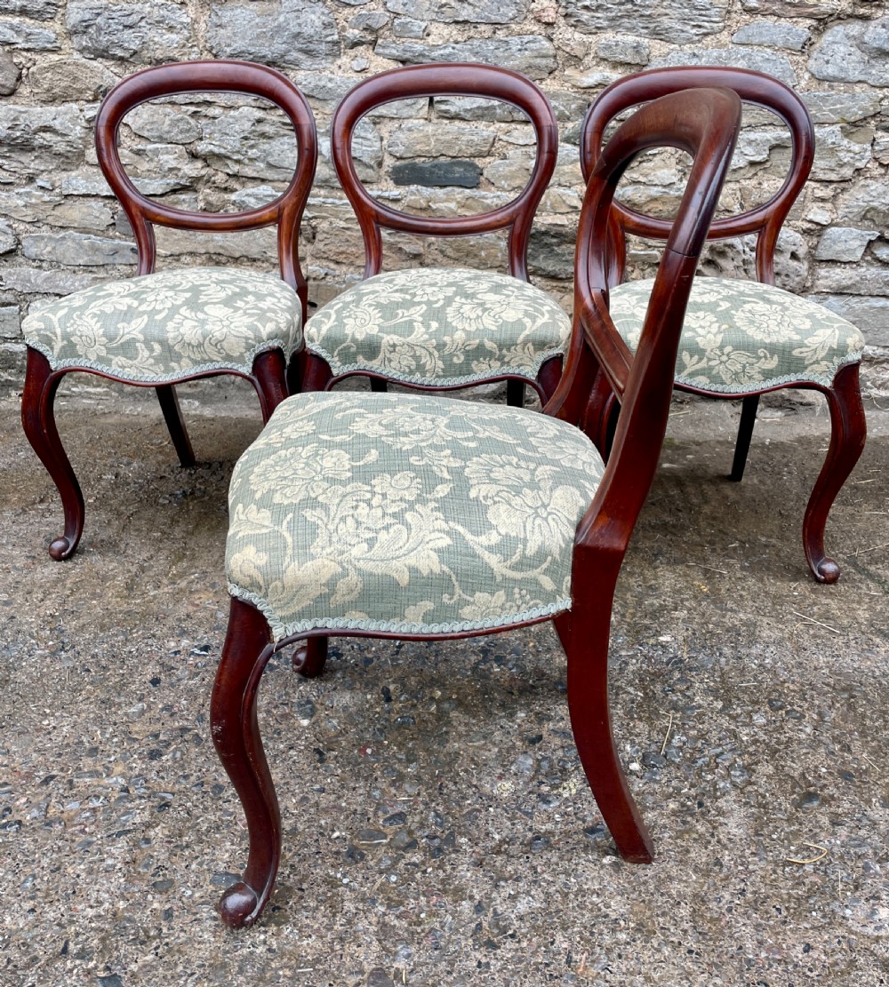 Set of 4 Victorian Mahogany Balloon Back Chairs View XI