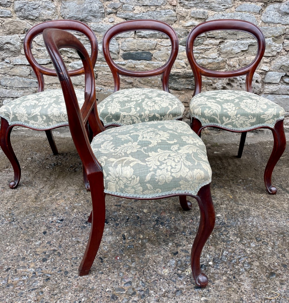 Set of 4 Victorian Mahogany Balloon Back Chairs View XII