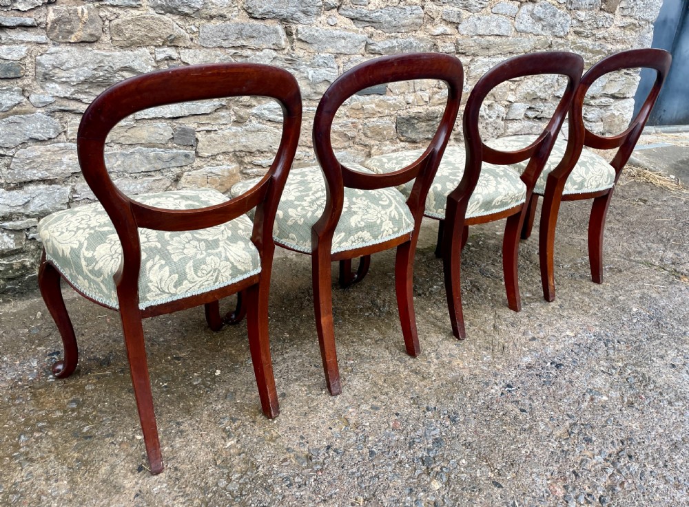 Set of 4 Victorian Mahogany Balloon Back Chairs View XIV
