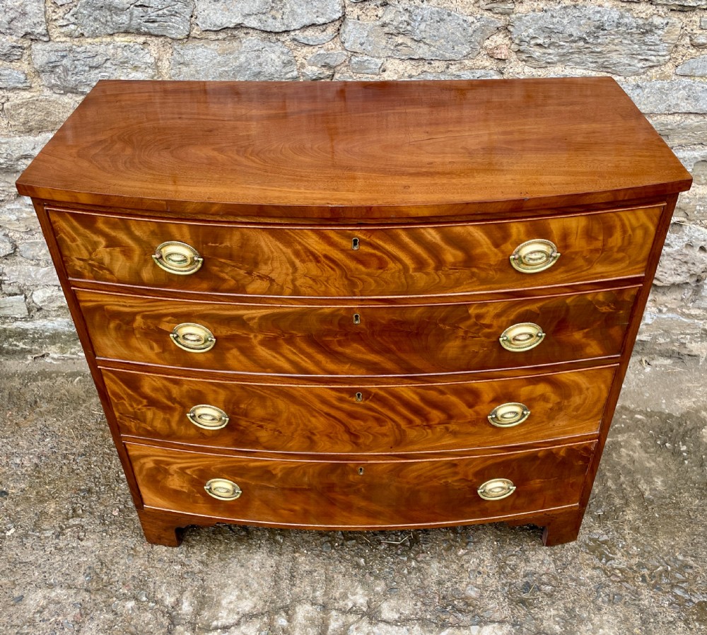 Georgian Flame Mahogany Bow Front Chest of Drawers View II