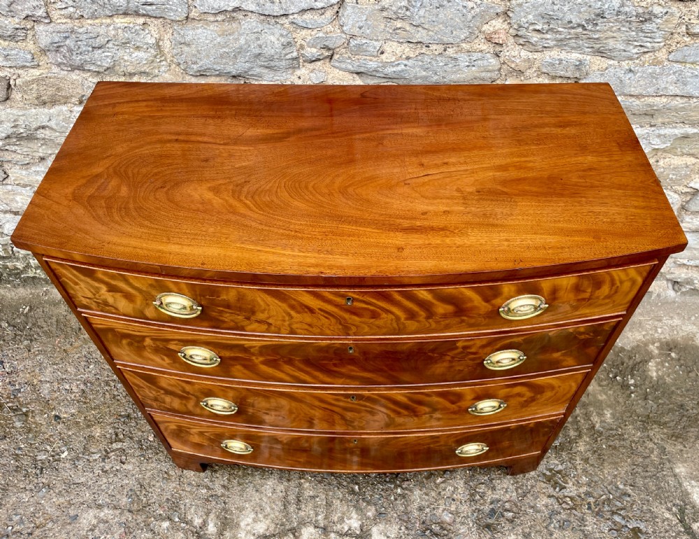 Georgian Flame Mahogany Bow Front Chest of Drawers View III