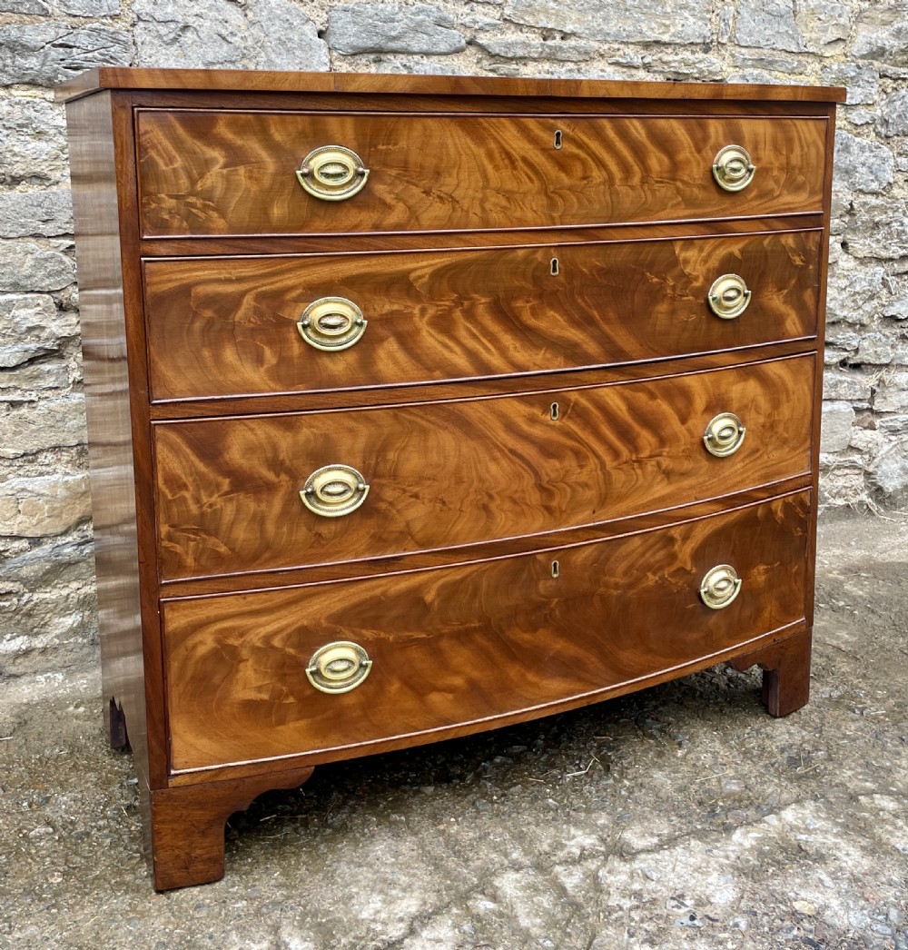 Georgian Flame Mahogany Bow Front Chest of Drawers View VII