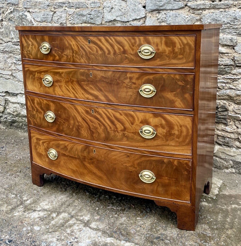 Georgian Flame Mahogany Bow Front Chest of Drawers View VIII