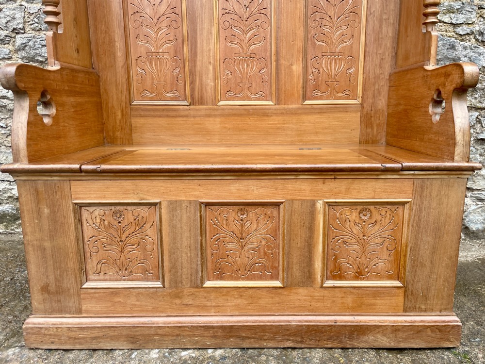 Antique Pine Box Settle View VI