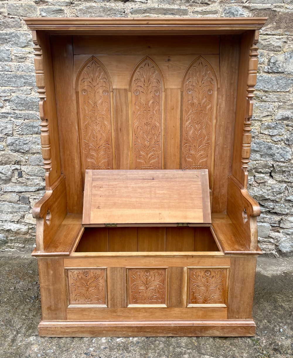Antique Pine Box Settle View IX