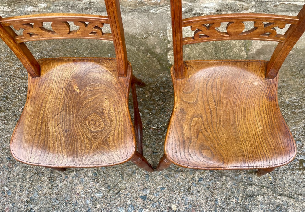 Pair of Victorian Elm Seated Farmhouse Chairs View III