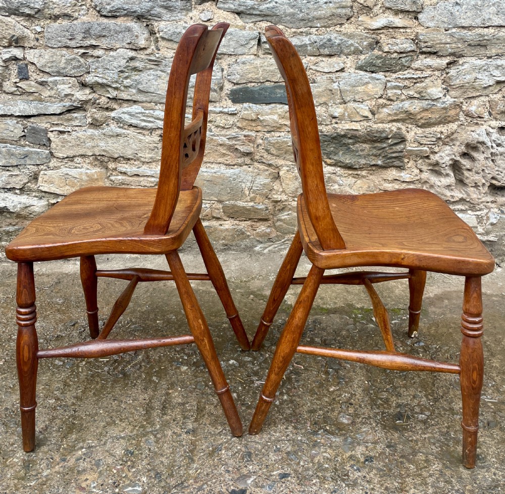 Pair of Victorian Elm Seated Farmhouse Chairs View IV