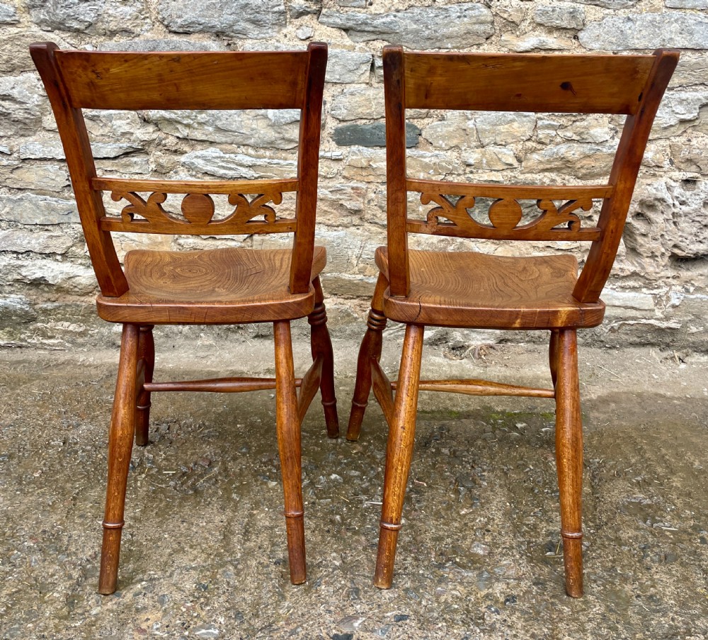 Pair of Victorian Elm Seated Farmhouse Chairs View VI