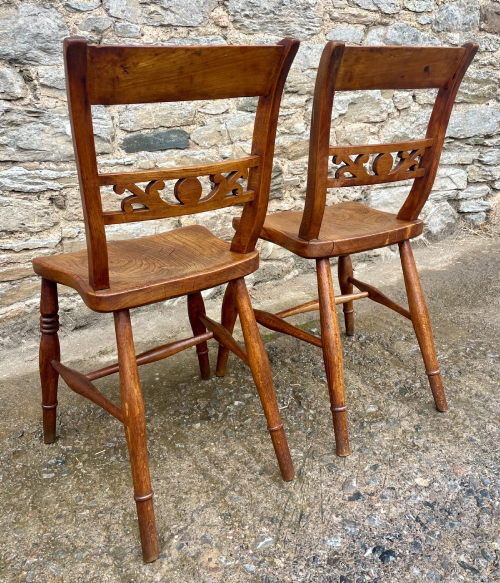 Pair of Victorian Elm Seated Farmhouse Chairs View VII