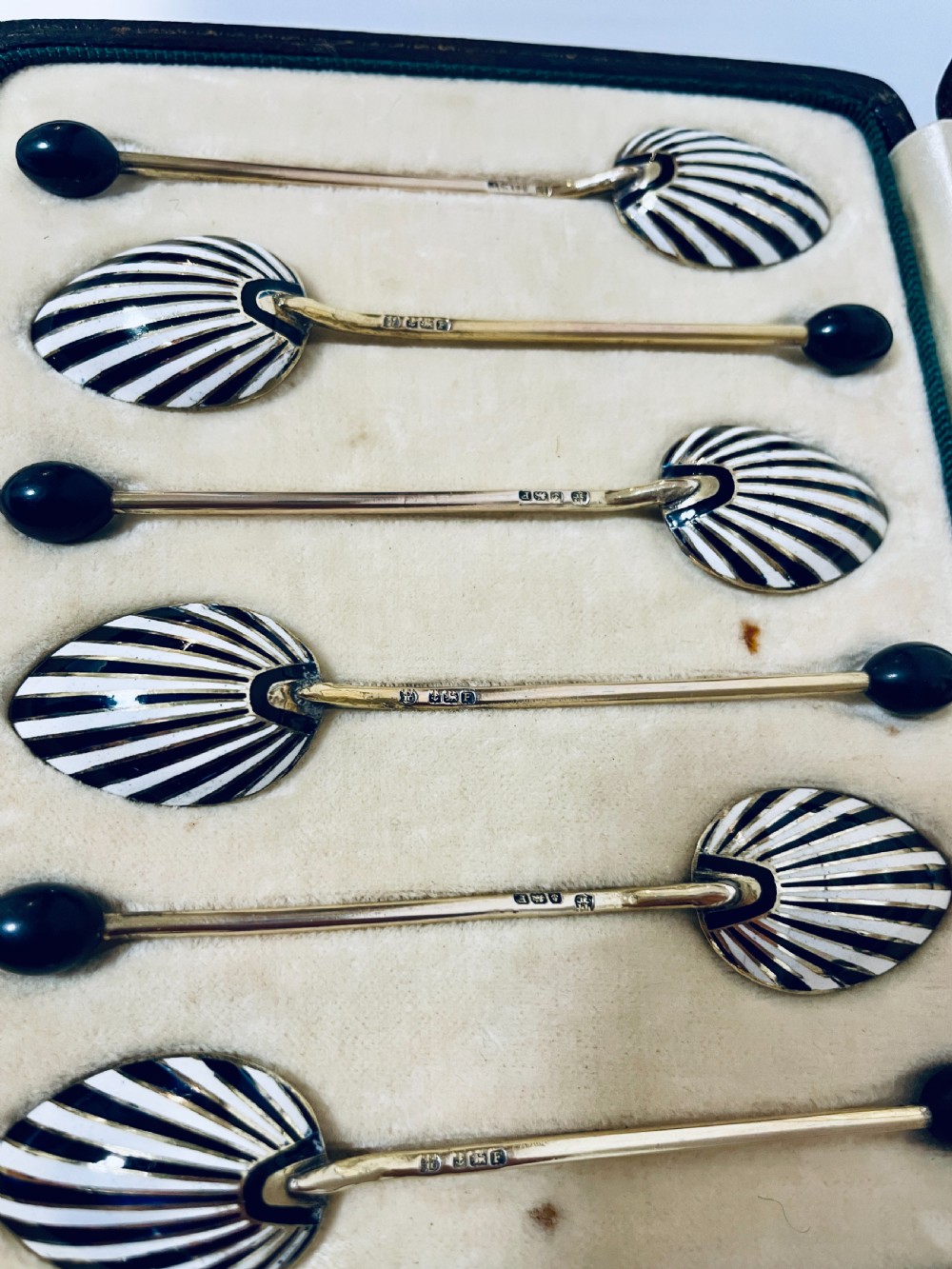 Art Deco Silver Gilt & Enamel Coffee Spoons View VI