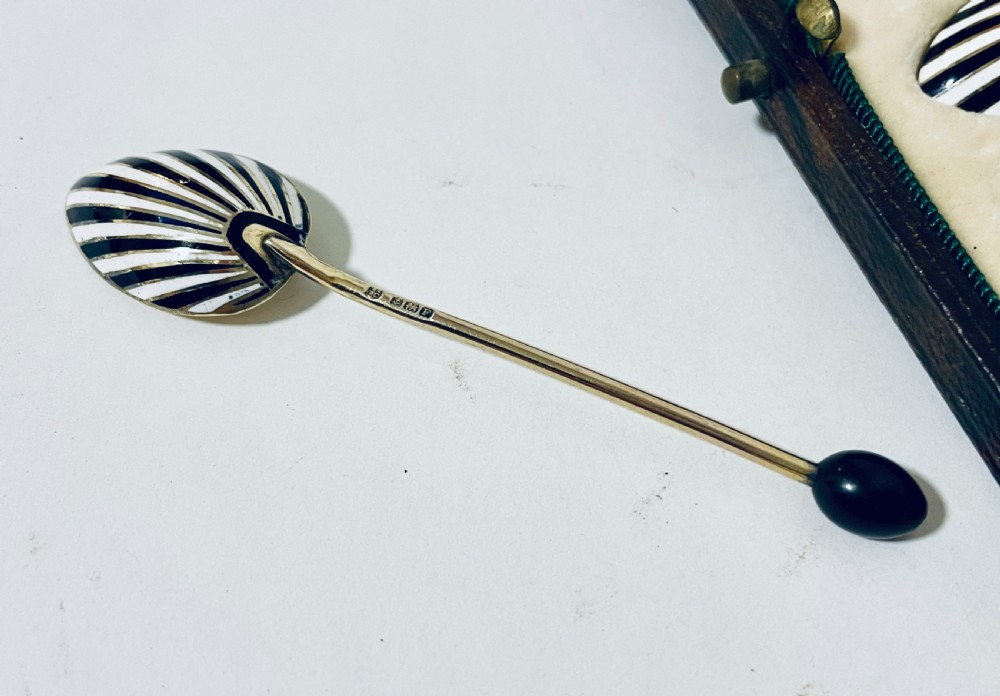 Art Deco Silver Gilt & Enamel Coffee Spoons View VII