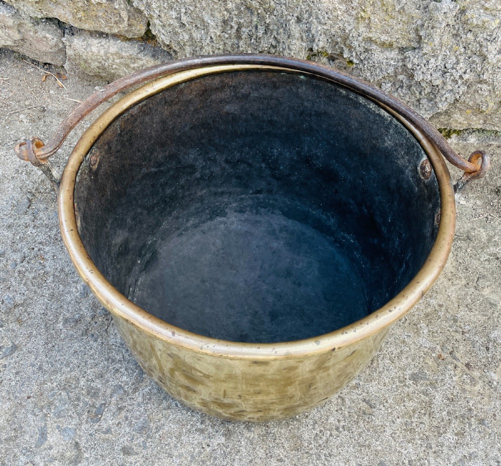 Large Antique Brass Cauldron View II