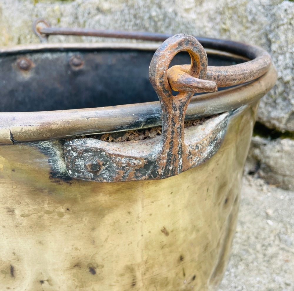 Large Antique Brass Cauldron View V