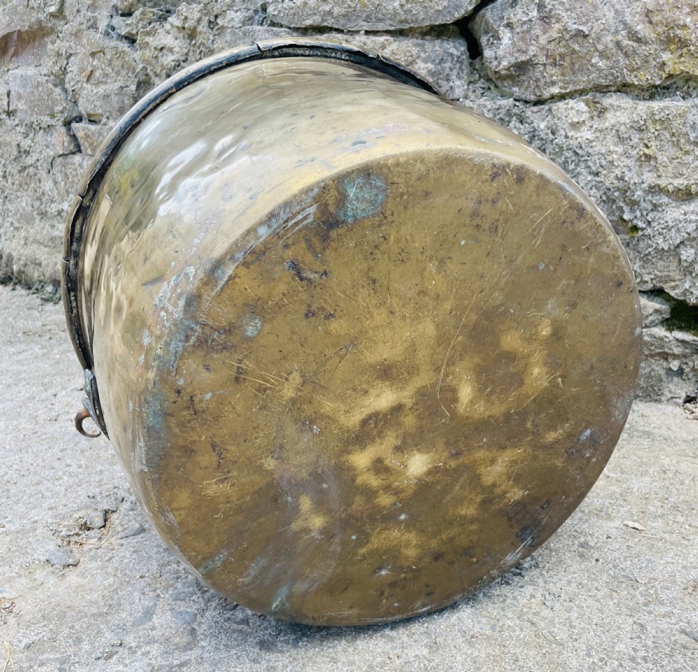 Large Antique Brass Cauldron View X