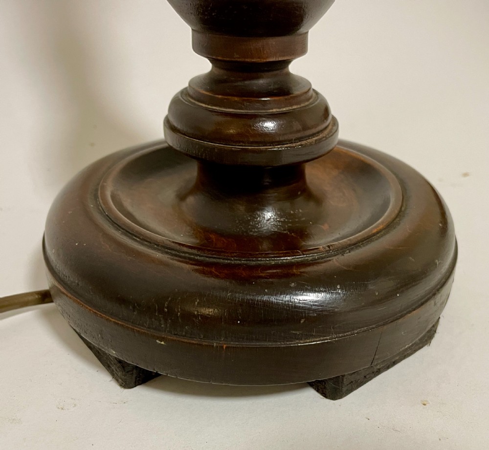 Antique Turned Mahogany Table Lamp View III