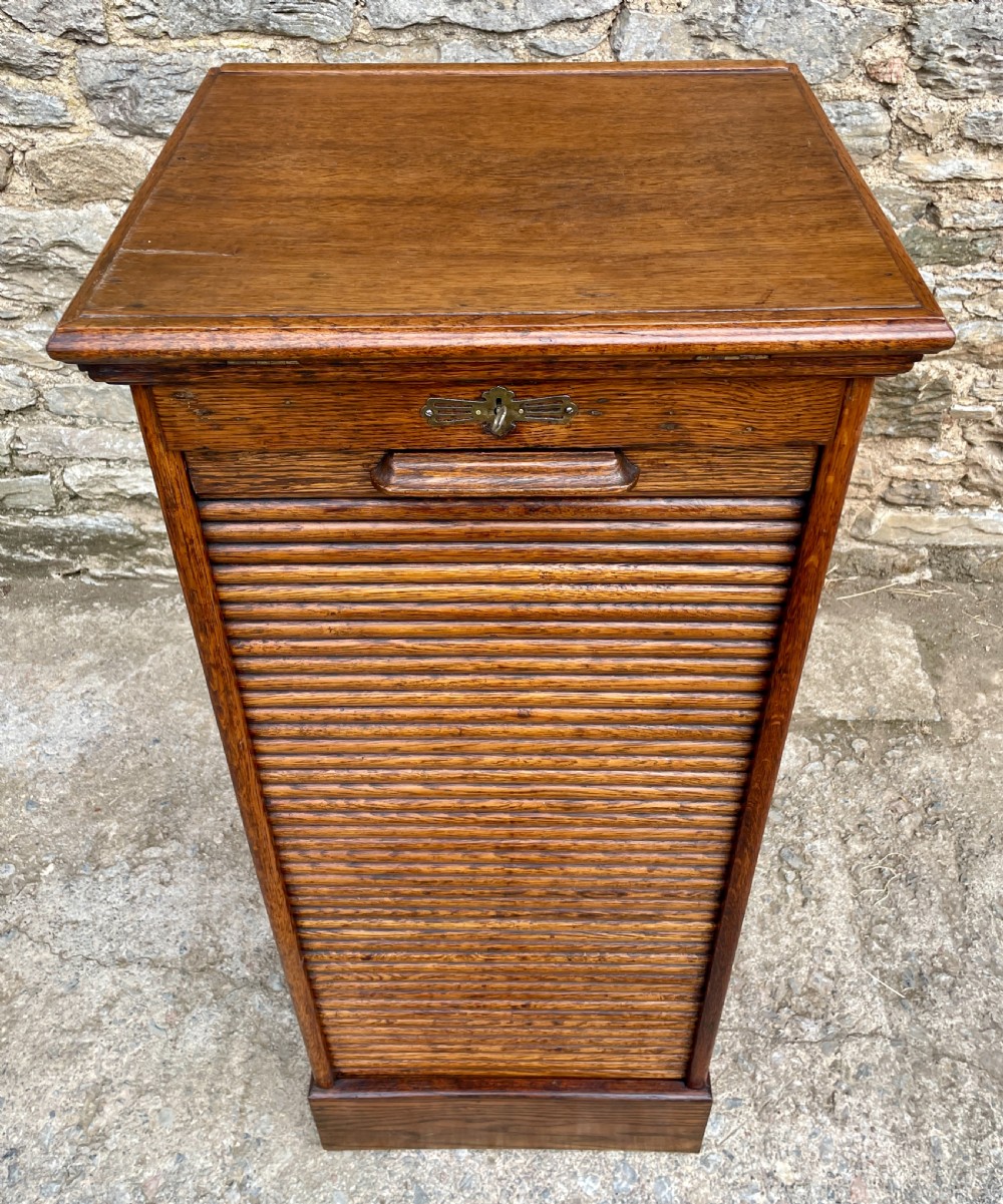 Antique Oak Tambour Filing Cabinet View II