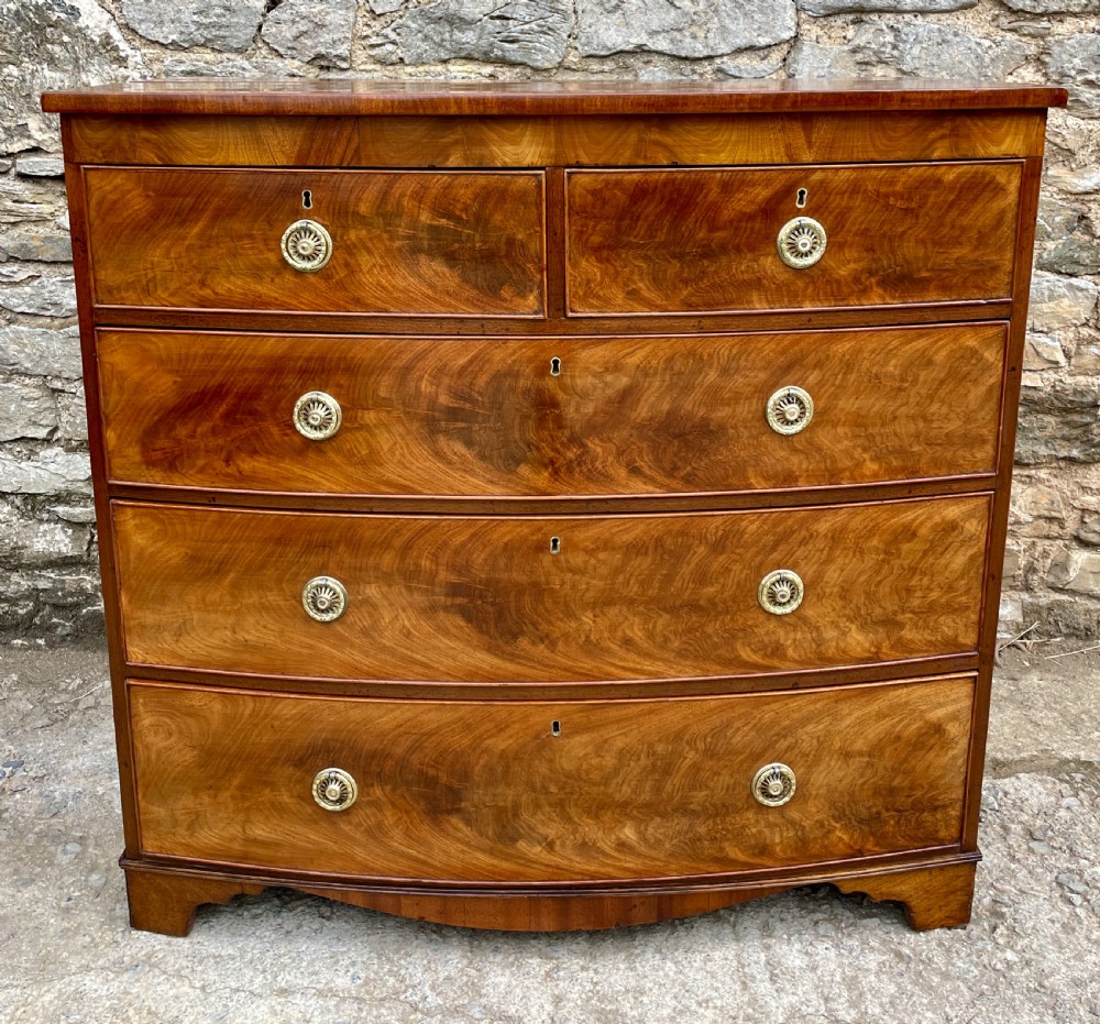 Large Regency Mahogany Bow Front Chest of Drawers