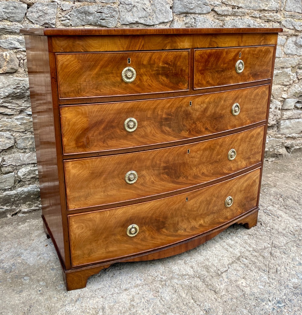 Large Regency Mahogany Bow Front Chest of Drawers View IV