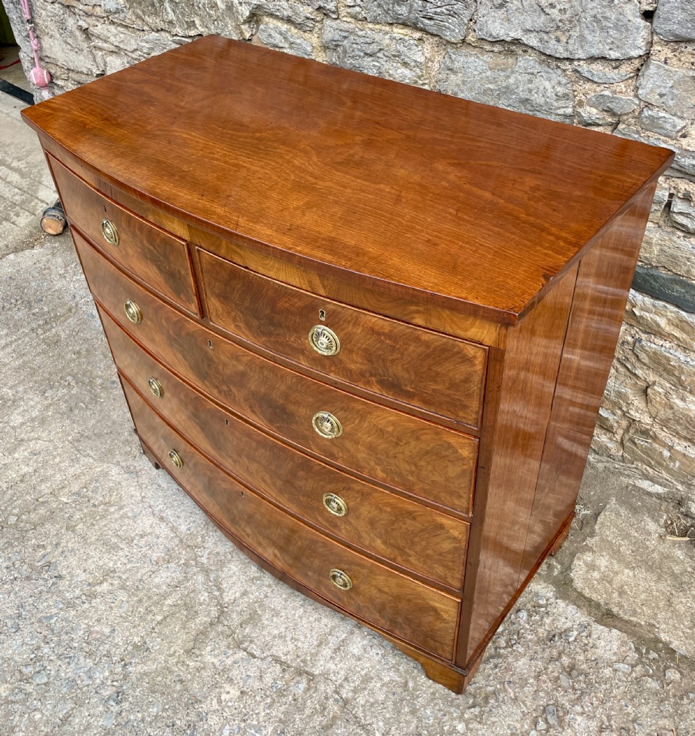 Large Regency Mahogany Bow Front Chest of Drawers View VII