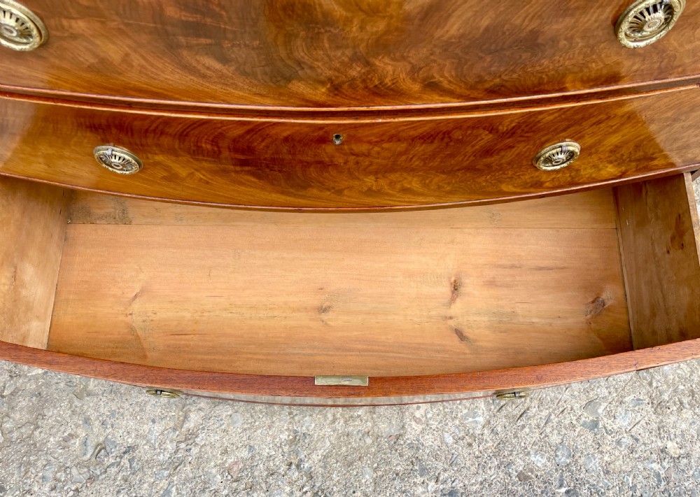 Large Regency Mahogany Bow Front Chest of Drawers View IX