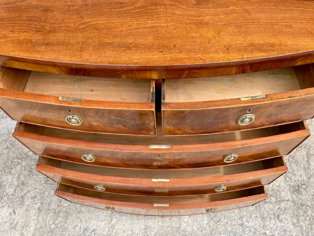 Large Regency Mahogany Bow Front Chest of Drawers View XI
