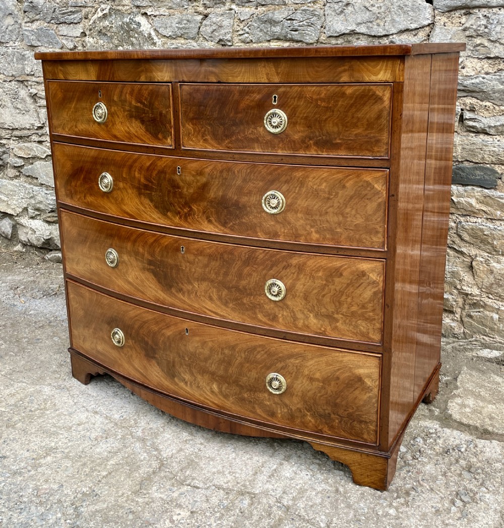 Large Regency Mahogany Bow Front Chest of Drawers View XIV