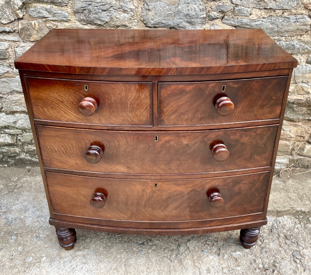 Small Victorian Mahogany Bow Front Chest of Drawers View II